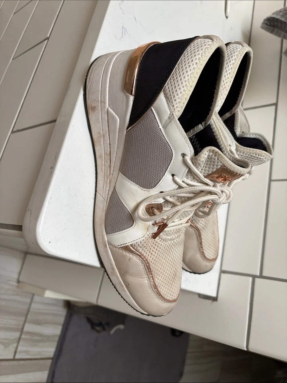 Michael Kors Cream Mesh & Rose Gold Accent Sneakers